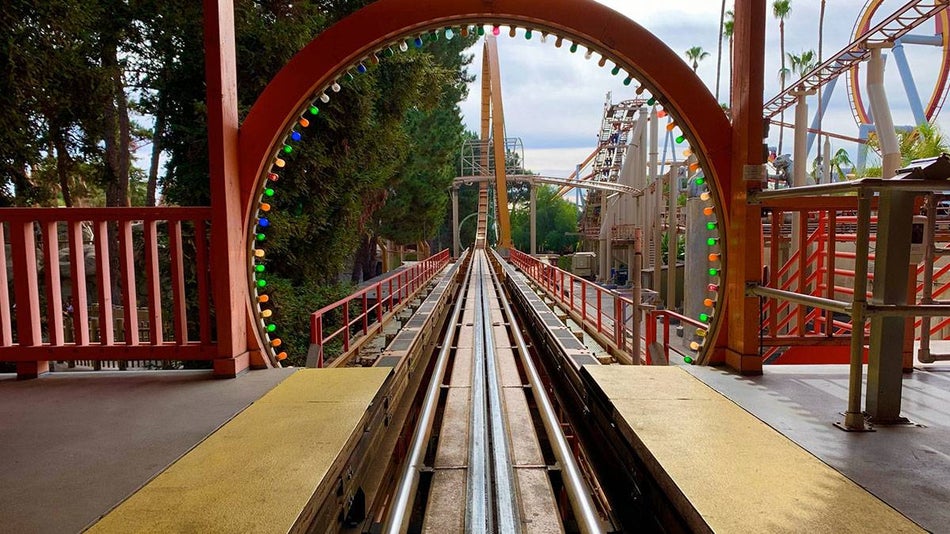 Tracks at Montezooma's Revenge at Knott's Berry Farm - Los Angeles, California, USA