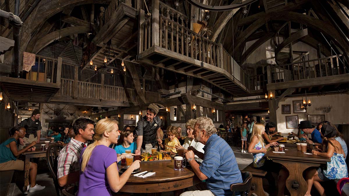 Families Dining at the Three Broomsticks at The Wizarding World of Harry Potter at Universal Studios Orlando - Orlando, Florida, USA