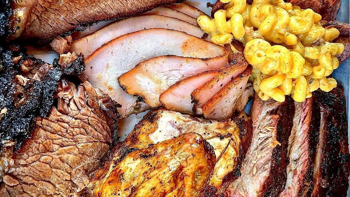 close up of sliced smoked meat at smoke shack bbq in San Antonio, Texas