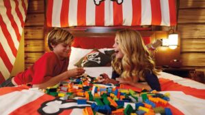Children playing with LEGOS in Hotel Room at LEGOLAND California - San Diego, California, USA