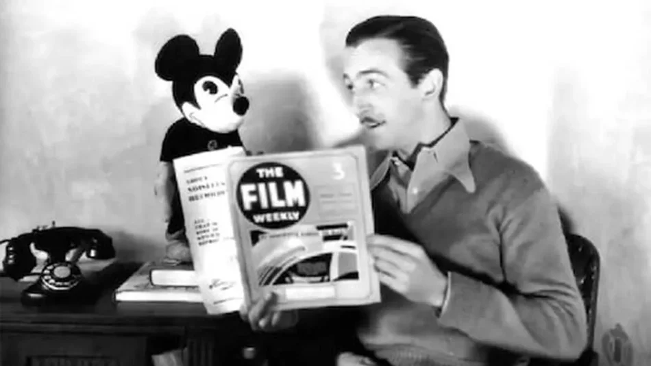 Walt Disney Reading Magazine Next to Mickey at The Walt Disney Family Museum - San Francisco, California, USA