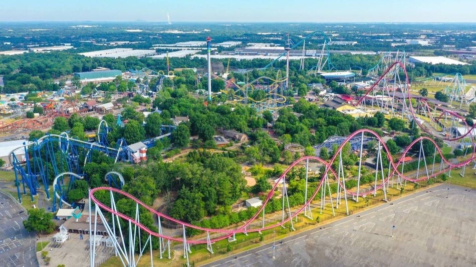 Aerial view of Carowinds theme park