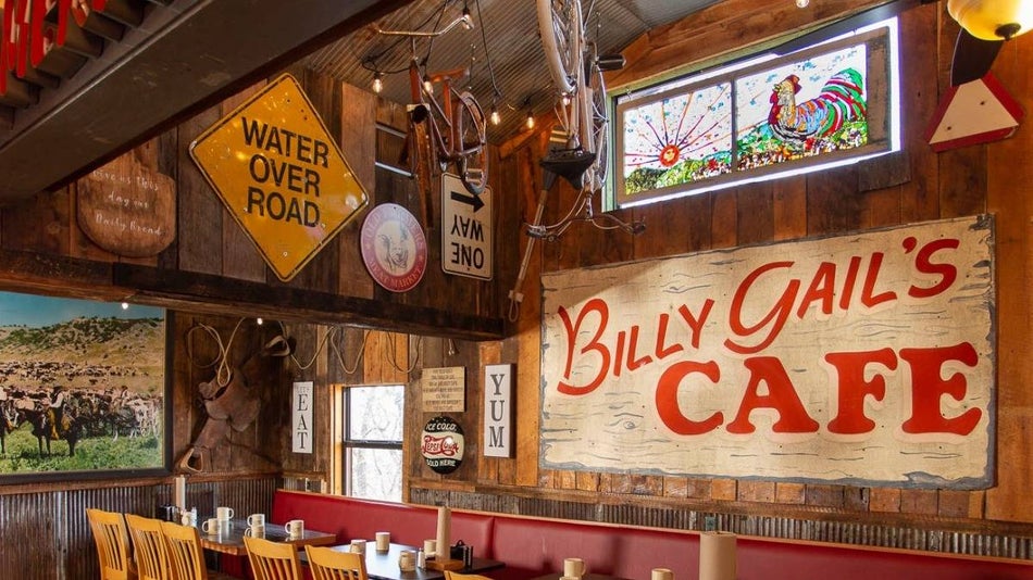 Interior of a restaurant with farmhouse vintage decor