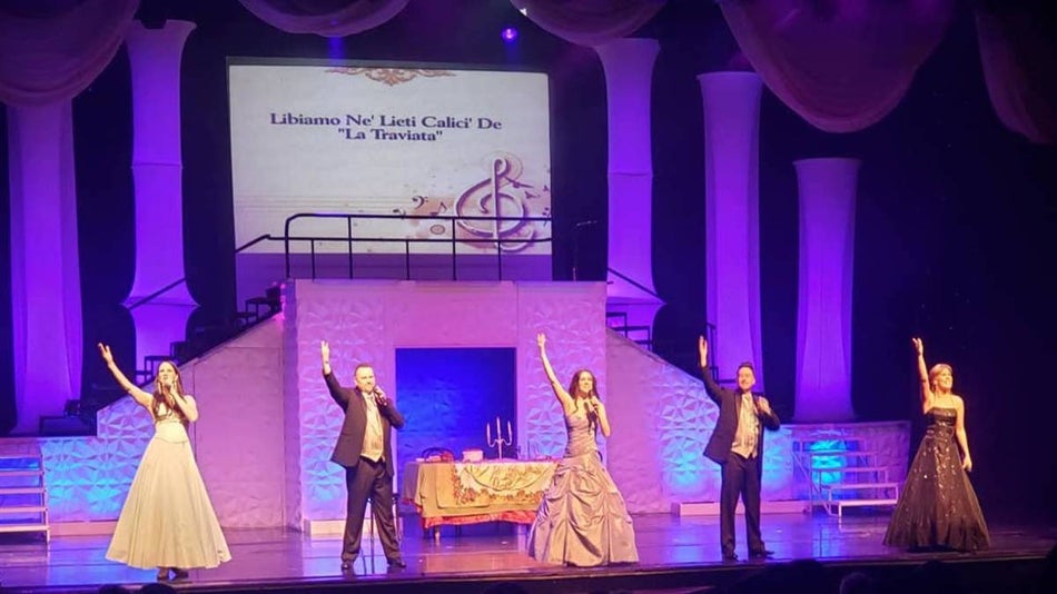 Cast members performing on stage for Dublin's Irish Tenors and Celtic Ladies