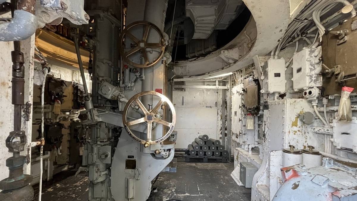 Interior shot of a mechanical room on a battleship