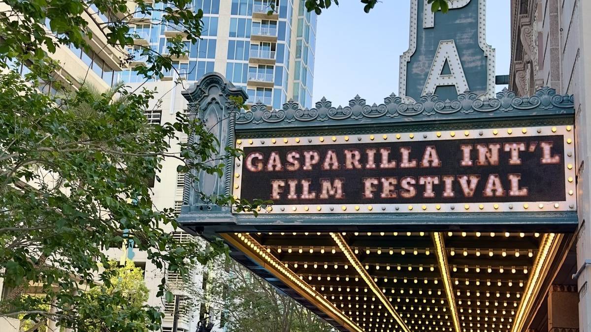 Theater marque with Gasparilla Film Festival in lights