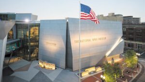 Exterior daylight shot of the National WW2 museum in New Orleans