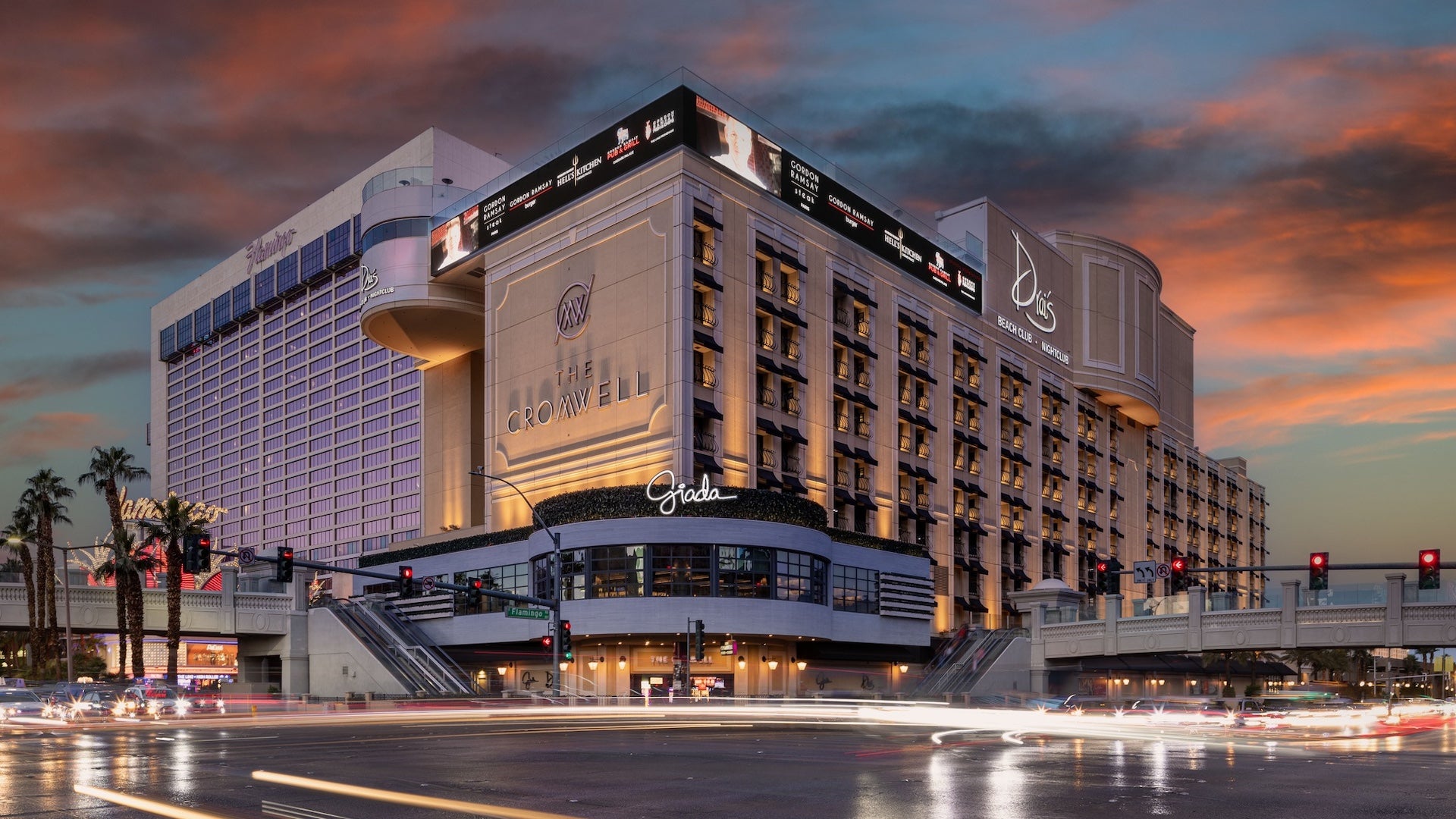 Exterior shot of a hotel in Las Vegas
