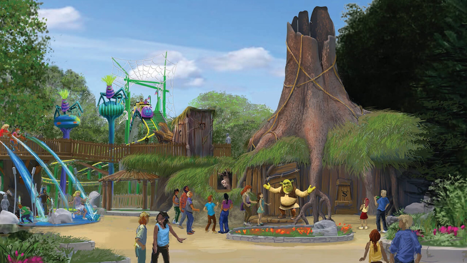 Artist rendering of Shrek's Swamp at Dreamworks at Universal Orlando