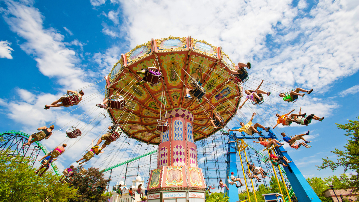 People enjoying a swing ride at Kennywood Park