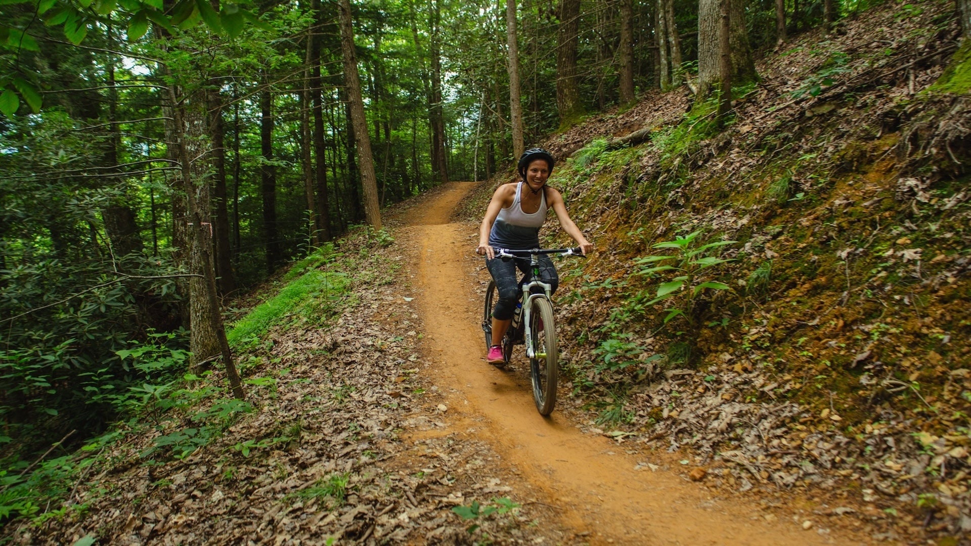 a girl biking