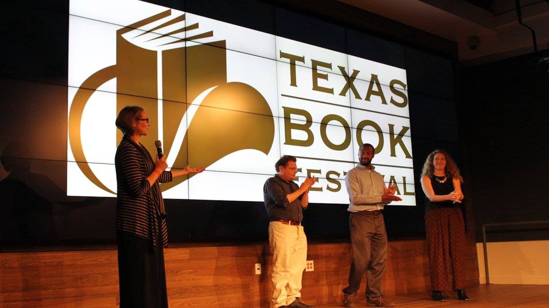 four people on stage for Texas Book Festival Austin