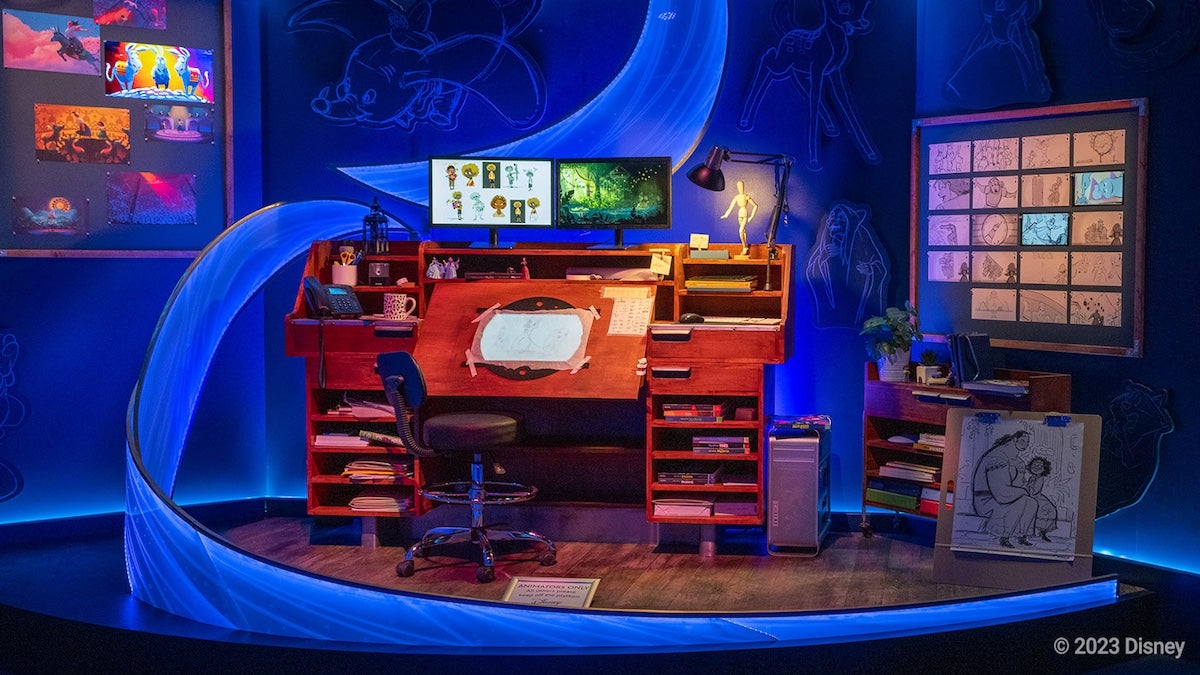 Drawing desk at the Immersive Disney Animation Experience in Las Vegas