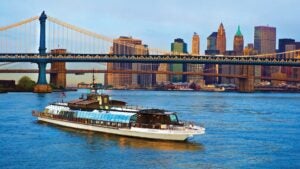 a boat cruising in New York