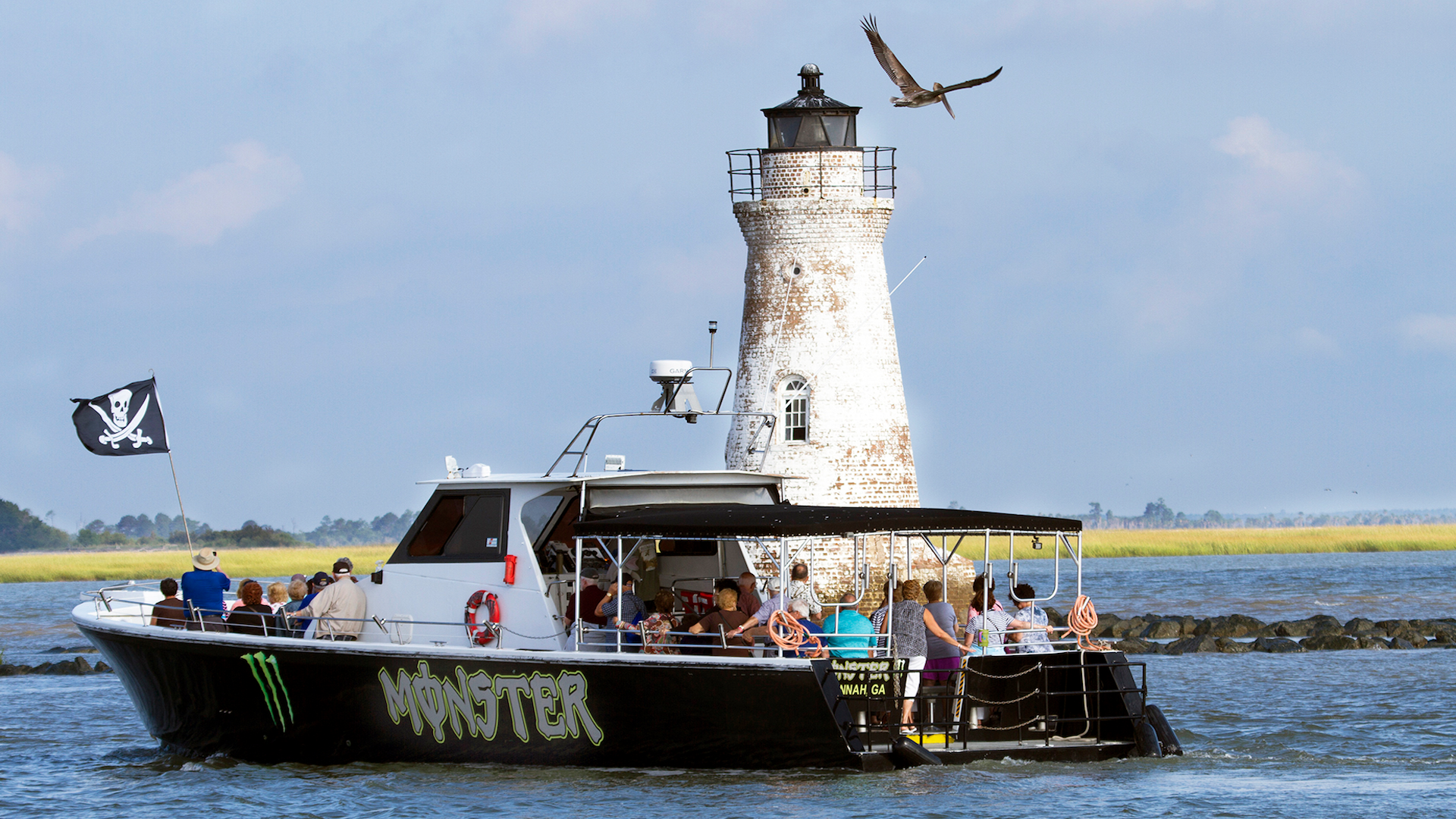 tower and boat cruising