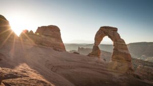 Arches at Moab under a clear sky