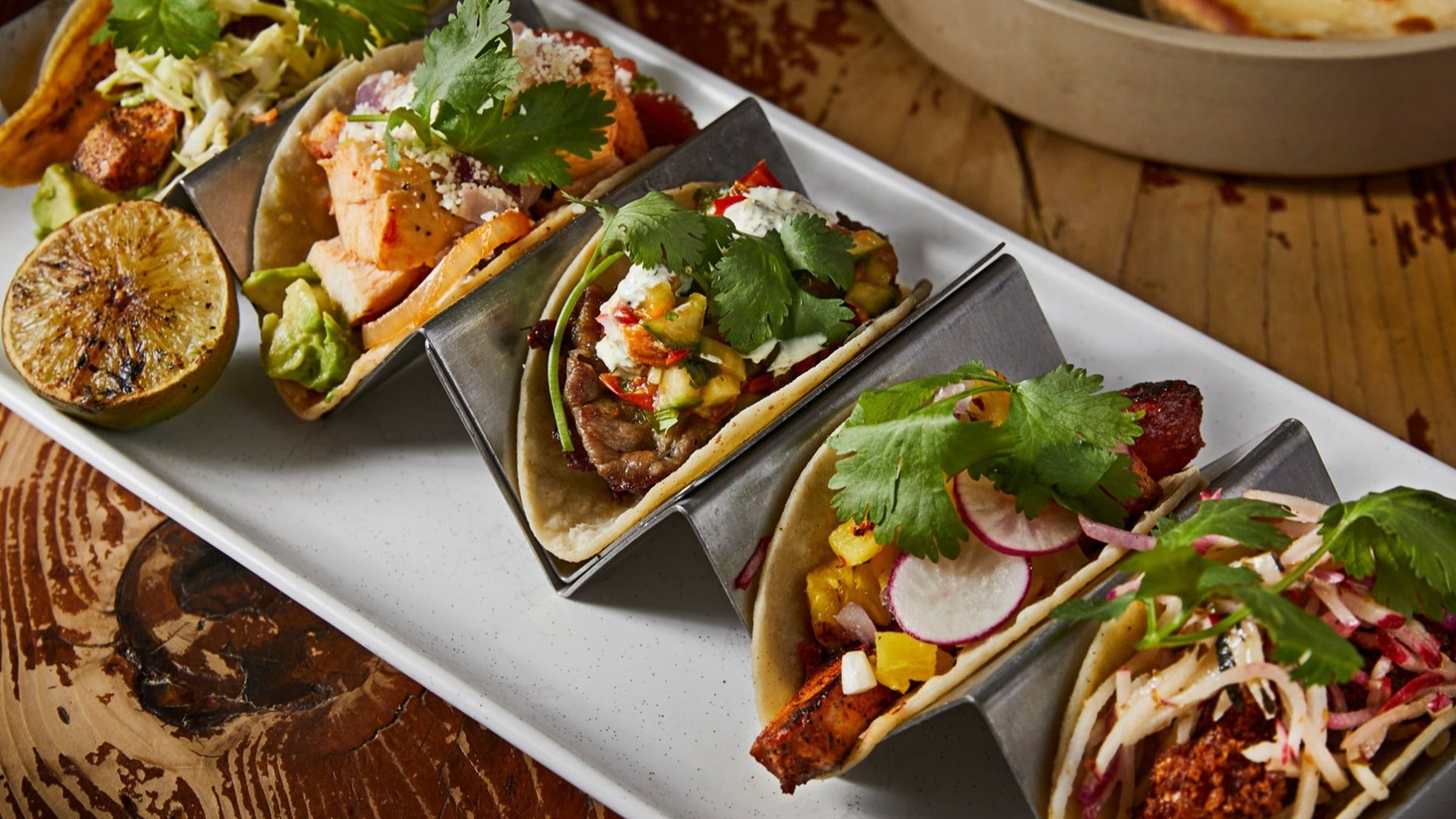 Platter of tacos at Cafe Americano