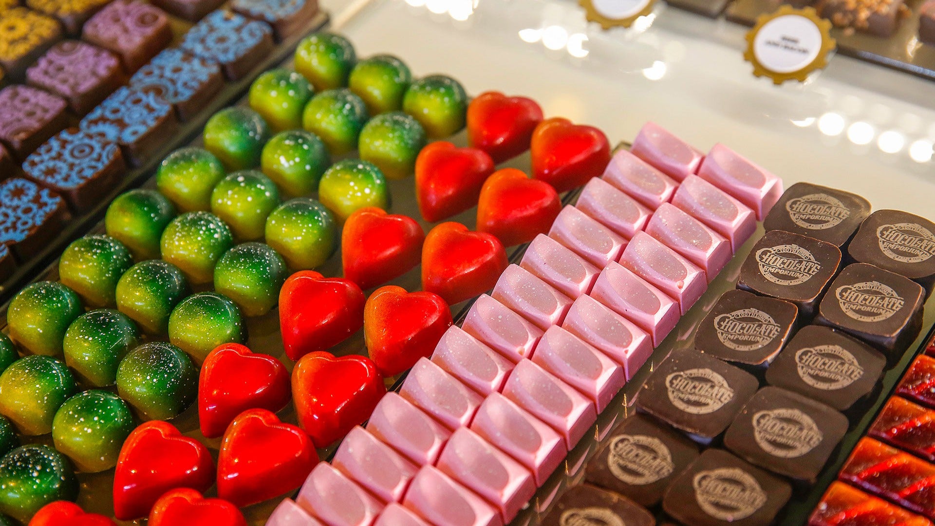 chocolates in different varieties of shapes, sizes, and flavors