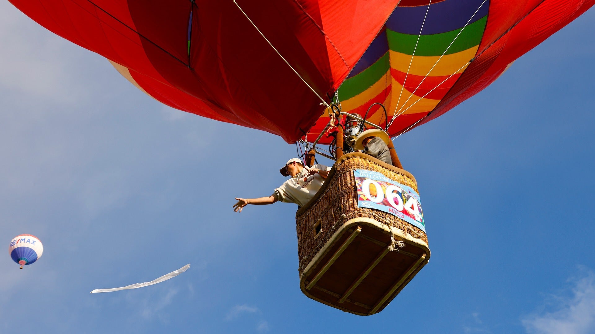 people in a hot air balloon