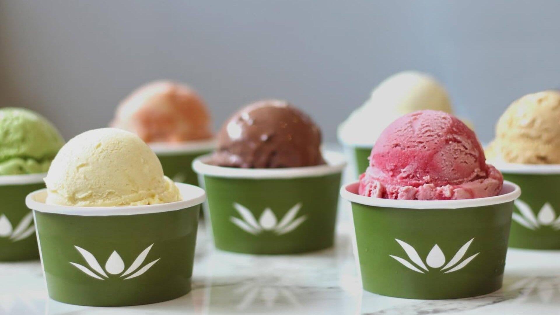 ice cream in different flavors in cups