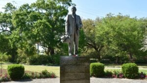 monument at a park surrounded by trees