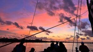 people on a cruise during sunset