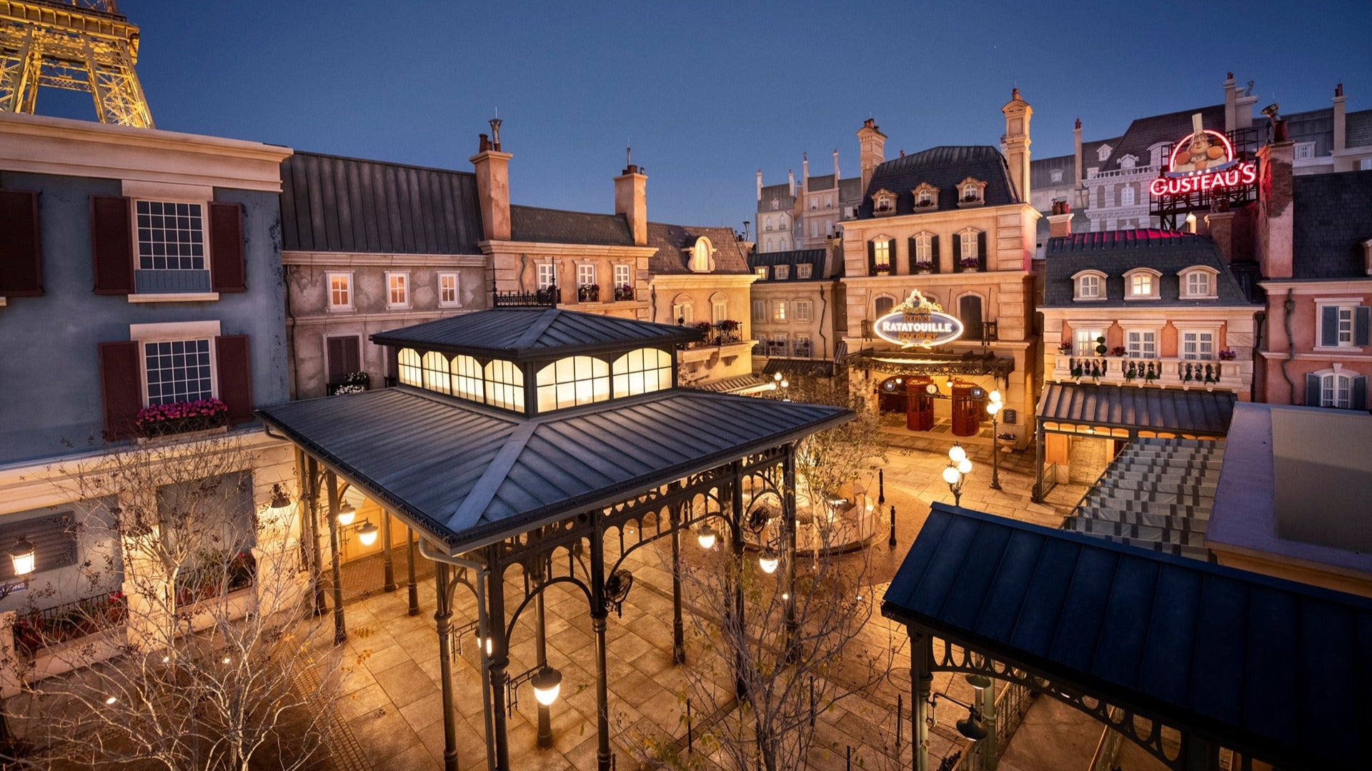 french pavilion at disney, restaurants and ride at the back