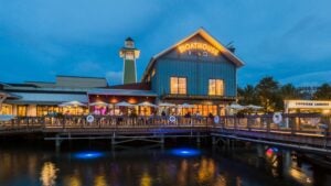 restaurant seaside with tables and diners