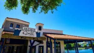 restaurant with lake on the side