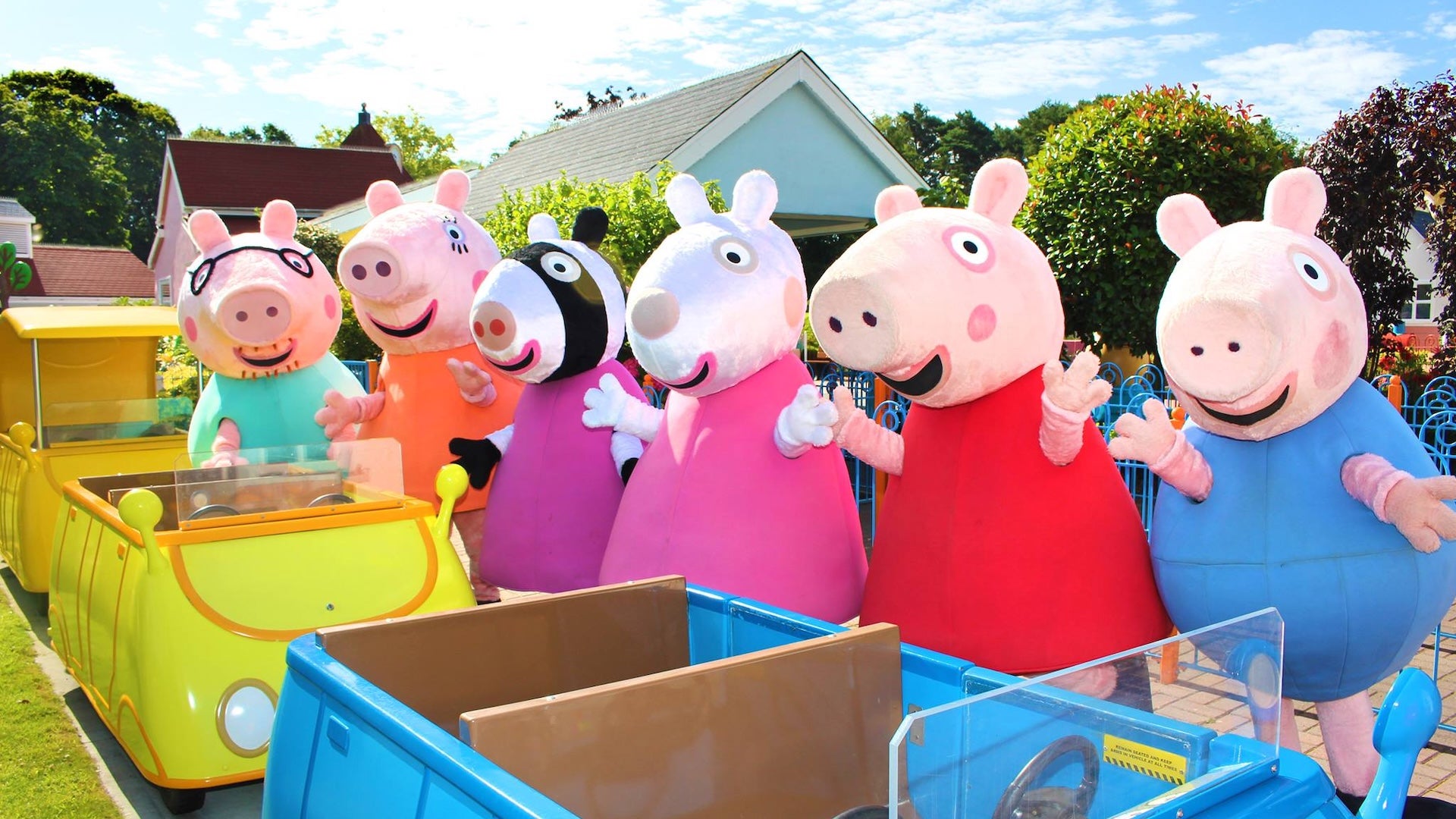 Peppa pig and friends in a train toy