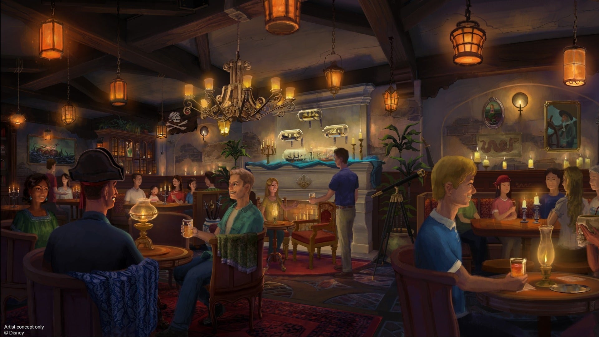 artist render of a pirate themed tavern