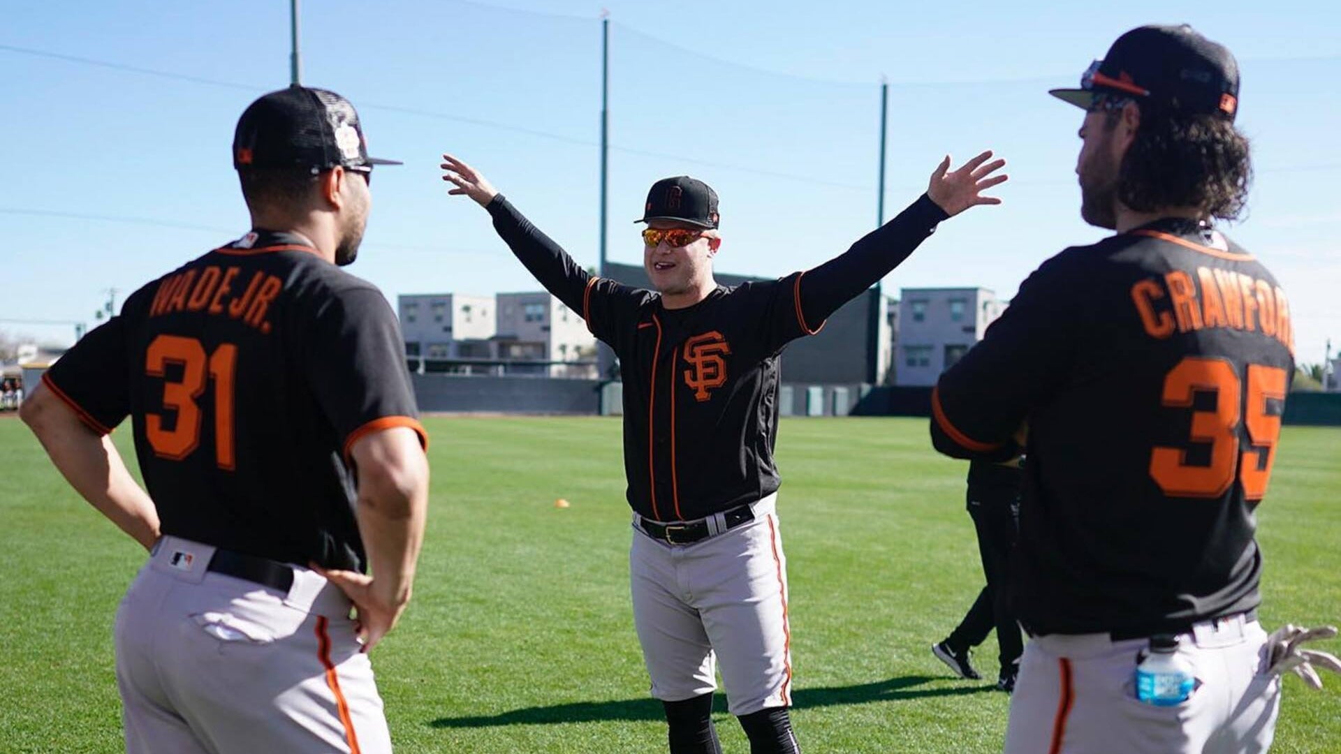 baseball players in a field