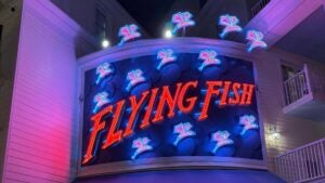 light sign of Flying Fish Restaurant