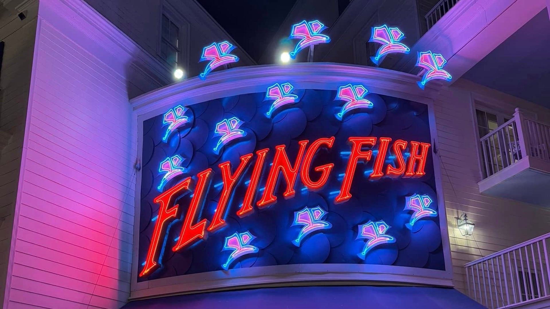 light sign of Flying Fish Restaurant