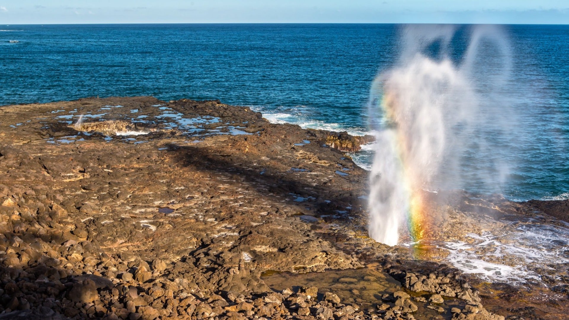 Spouting Horn blowhole with view of ocean at the back