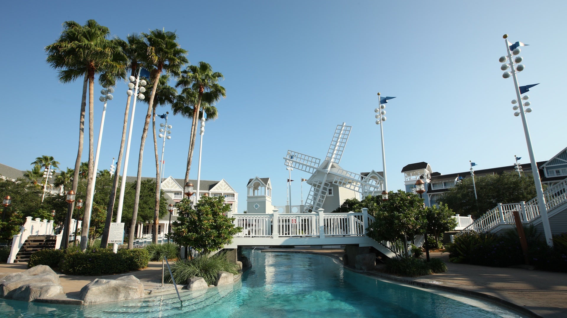 a pool with trees