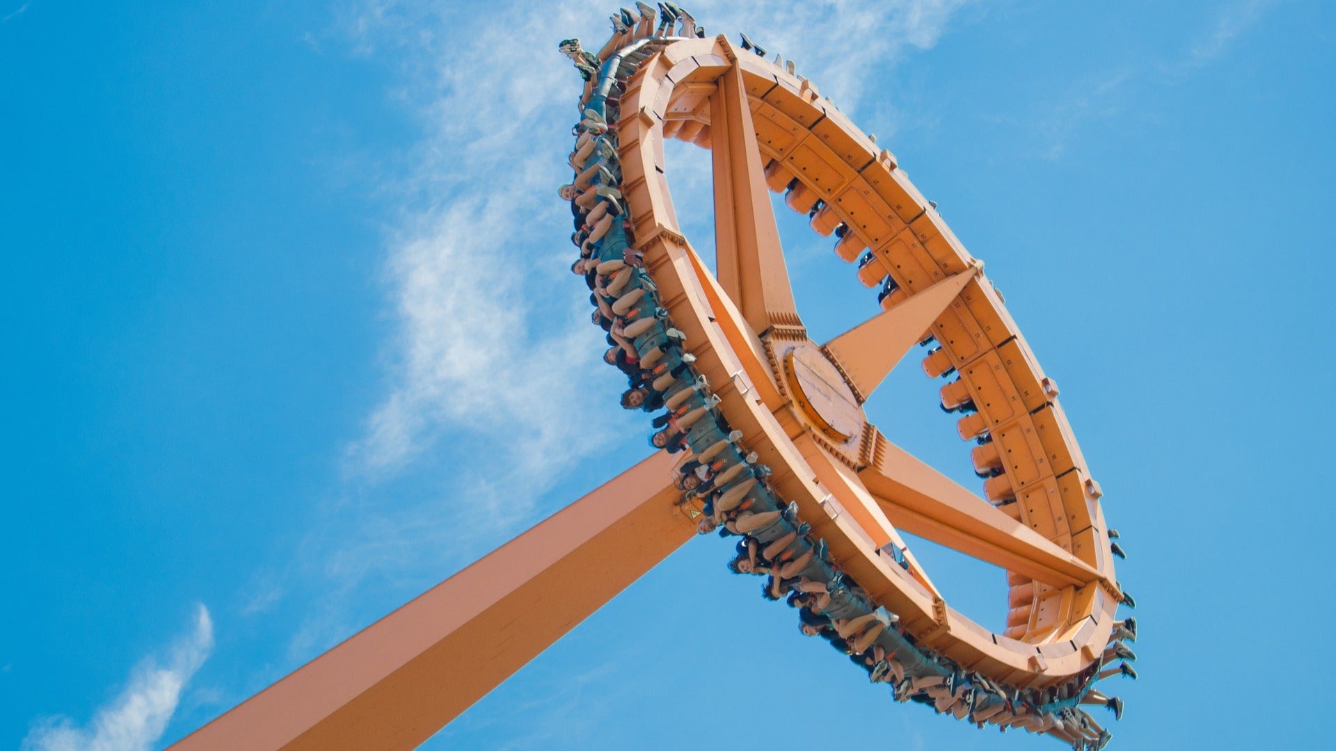 amusement park ride with riders