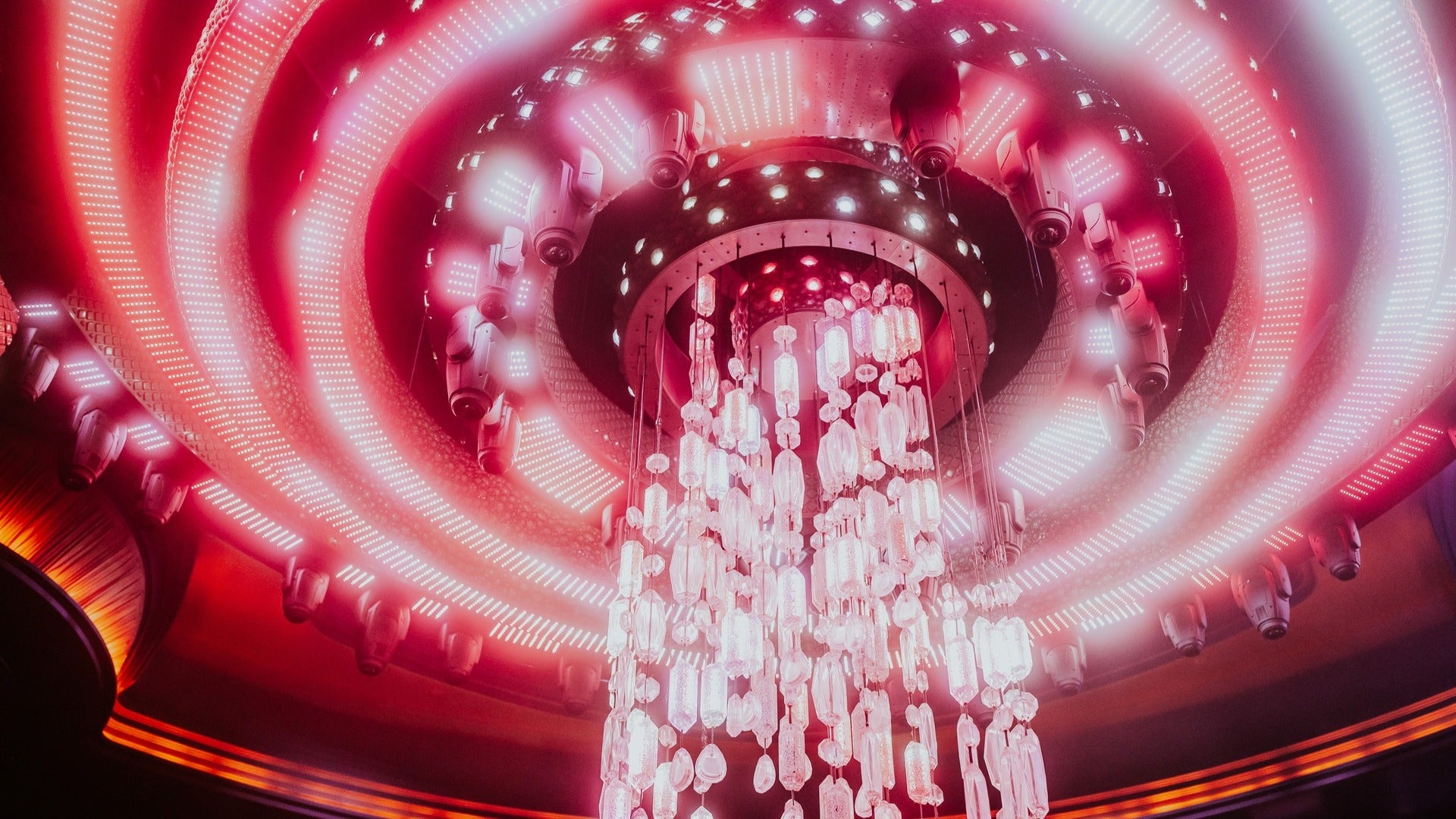 chandelier of lights in a nightclub