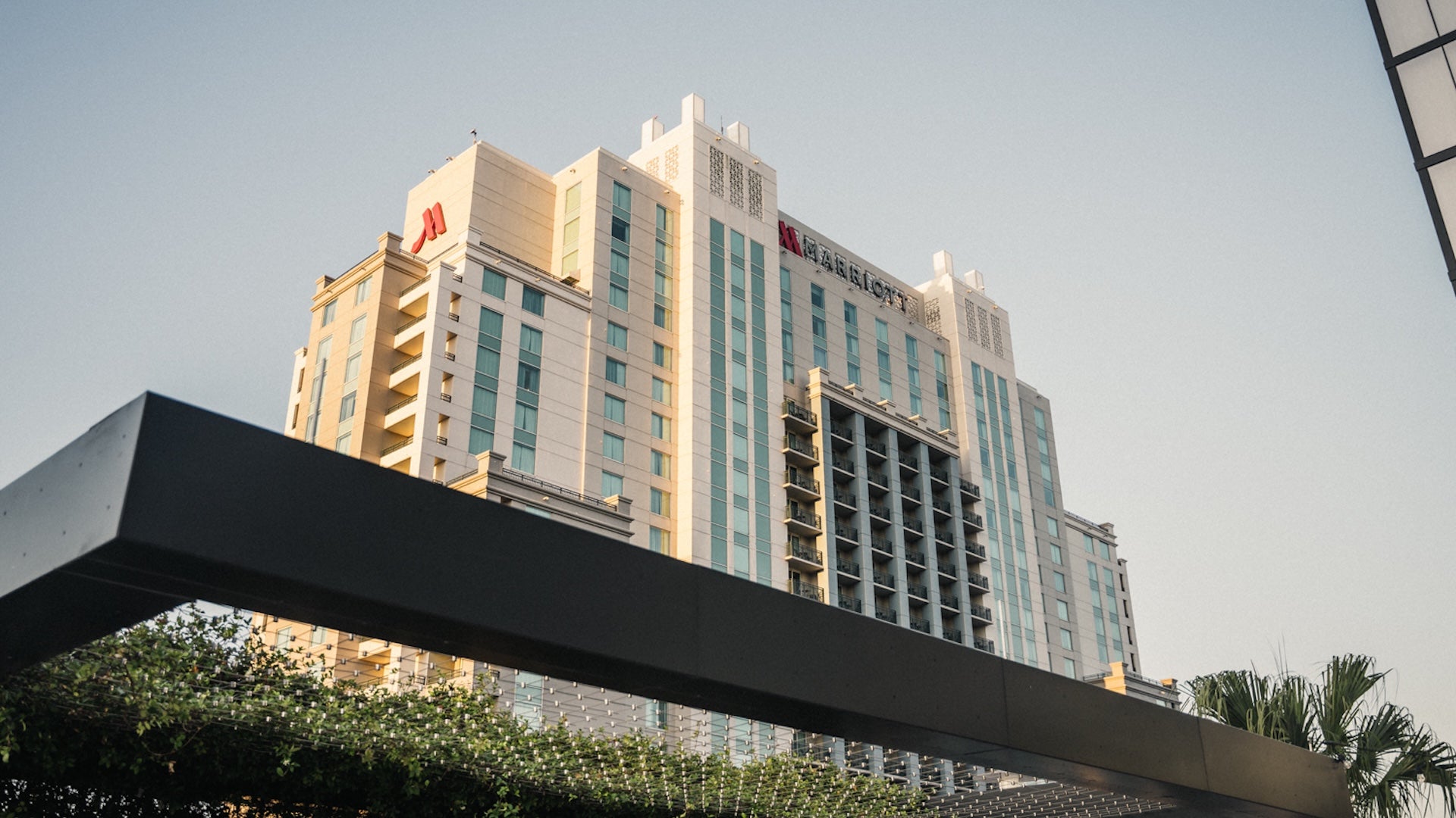 a front view of a hotel building