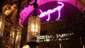 restaurant signage with tree and lamp