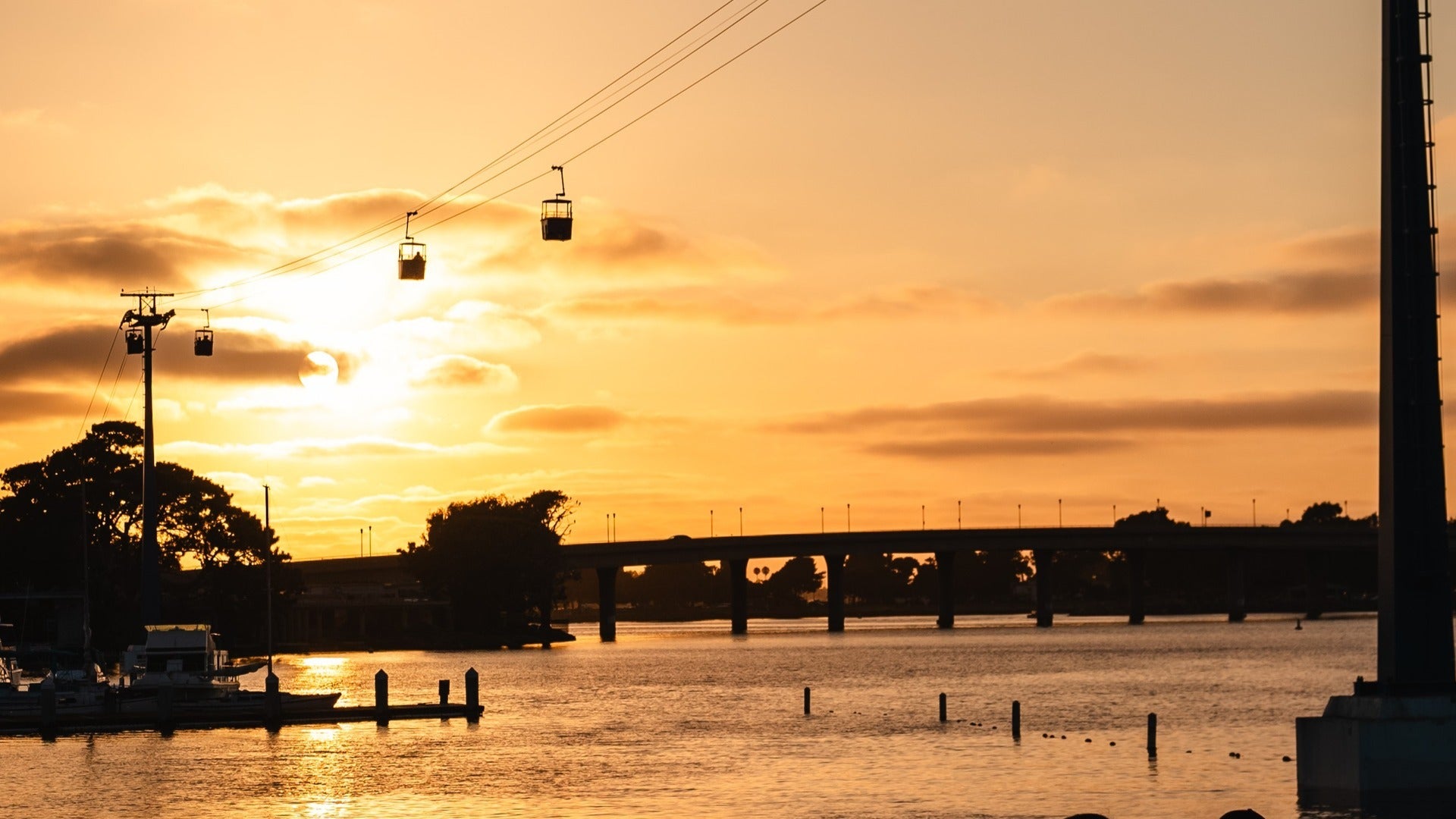 gondola rides and waterfront views with a bridge at the back