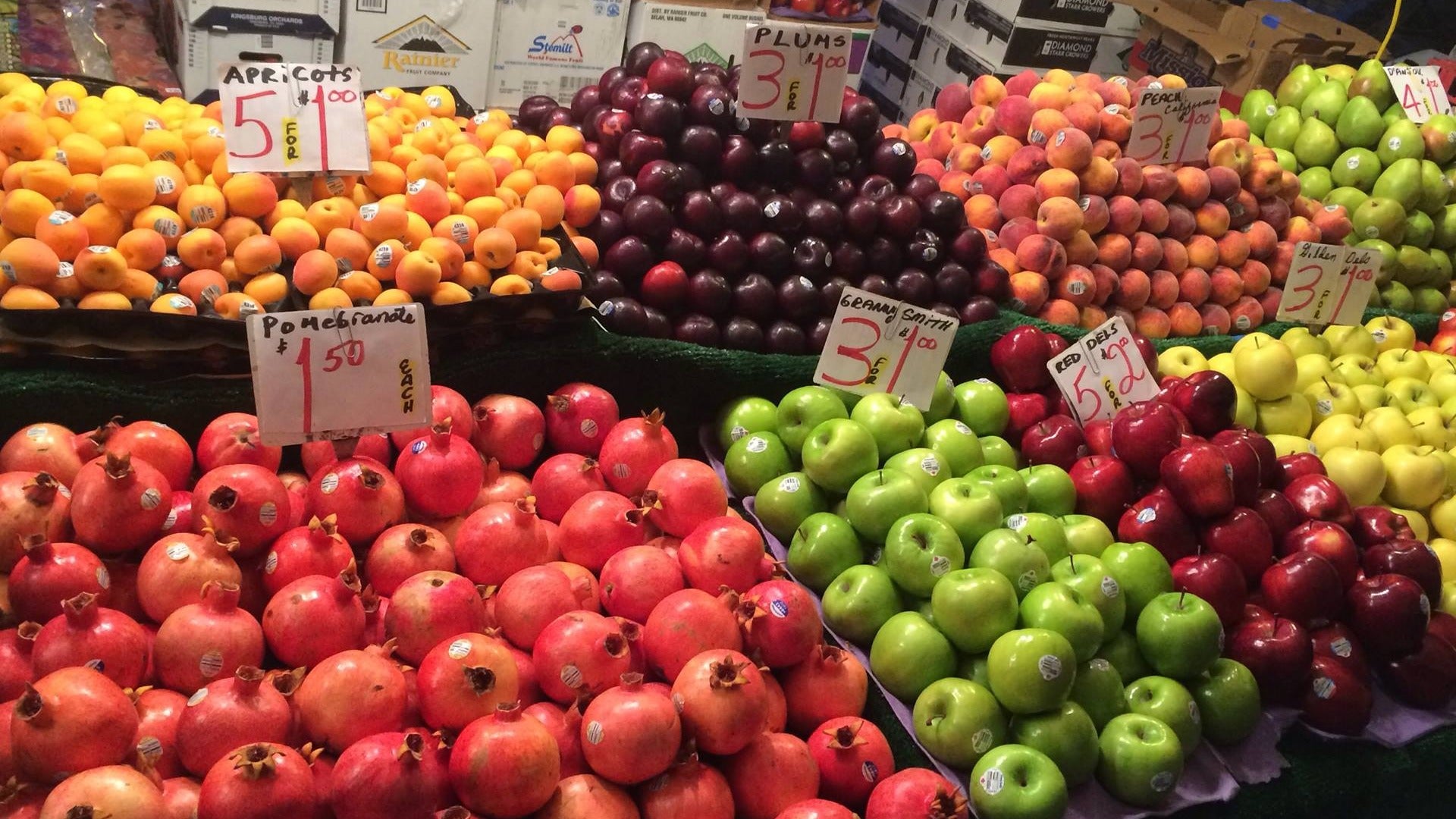 fresh fruits sold at a market