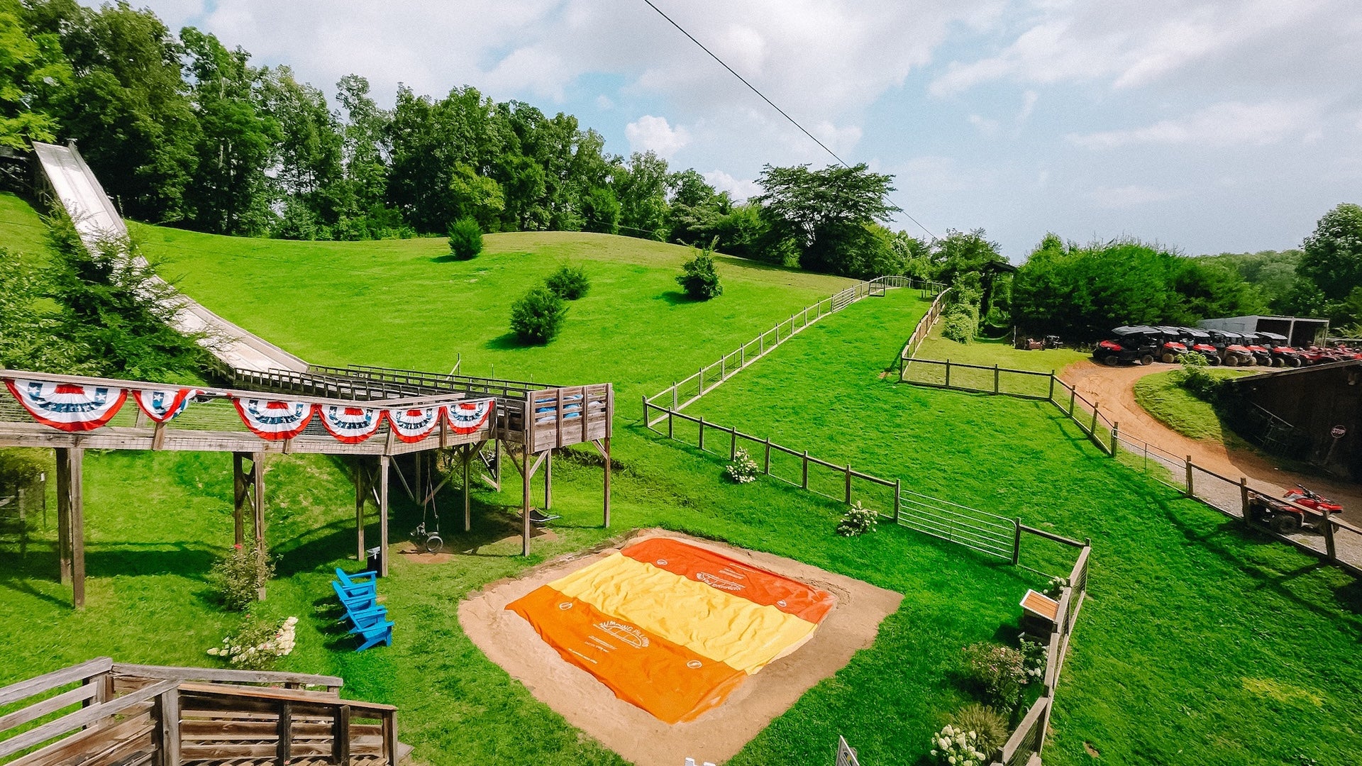 a green ranch with a wide view