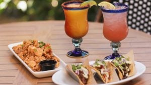 margaritas with tacos and appertizers
