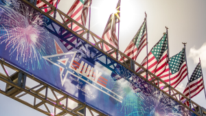 flags and banner of 4th of july