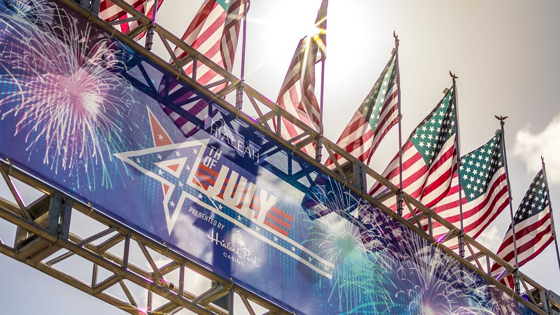 flags and banner of 4th of july