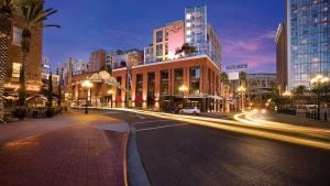 exterior look of a building at night