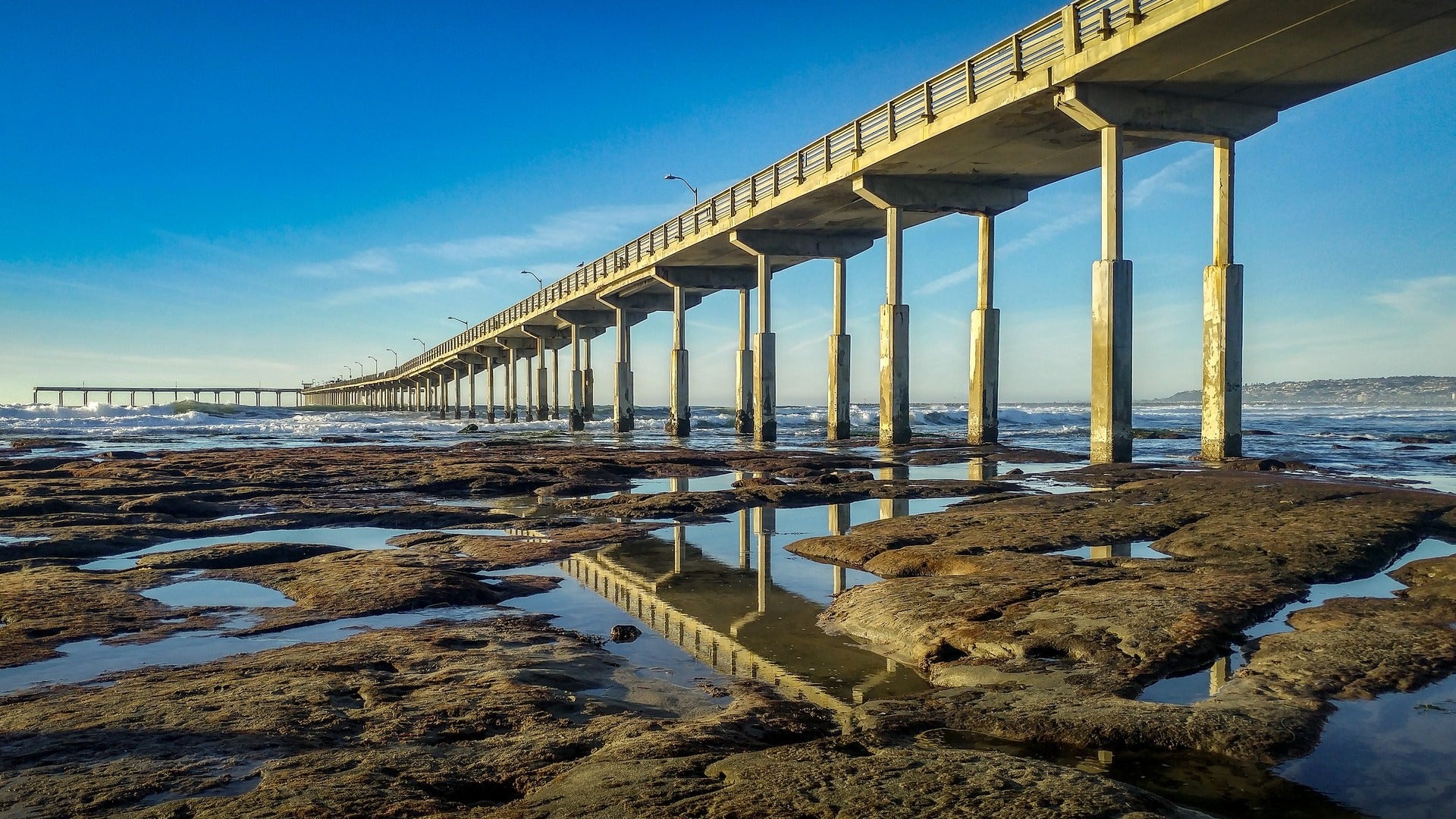 ocean beach pier at low tide