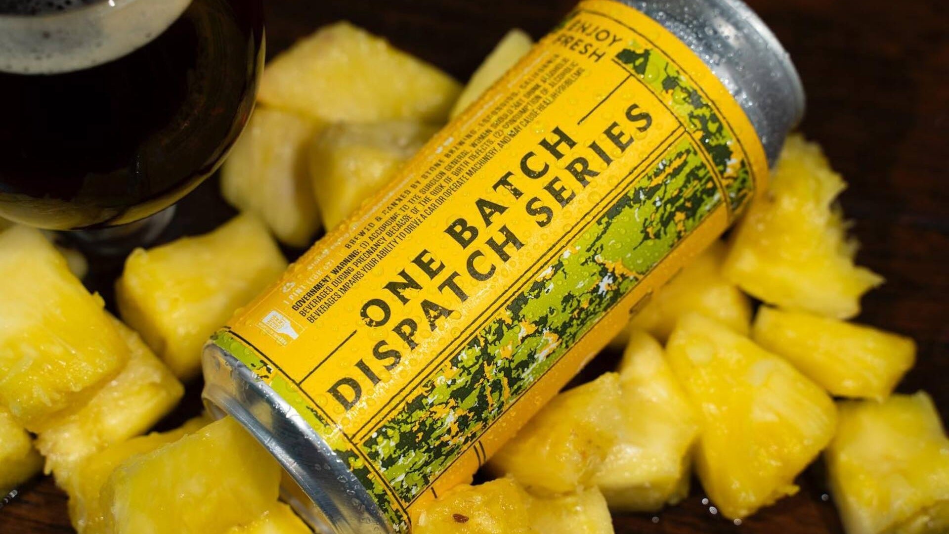 beer on a bed of pineapples