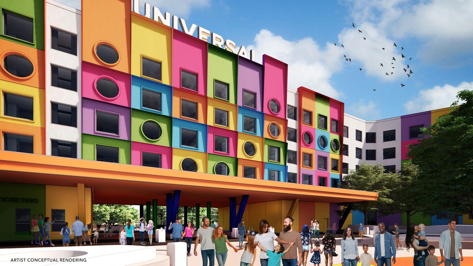 artist render of a universal hotel